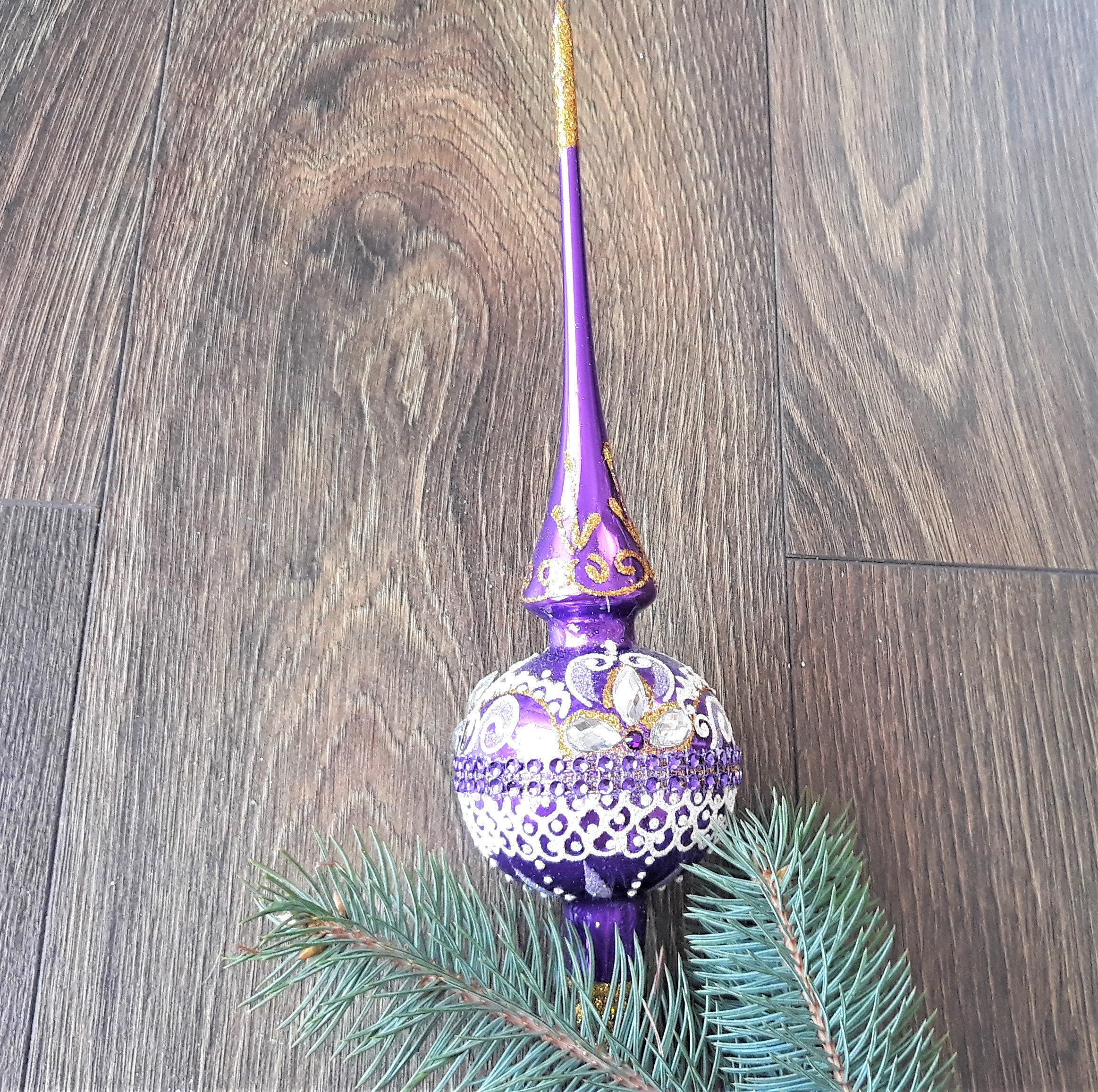 Christmas glass tree topper 27cm 10.8 inch vintage tree Etsy