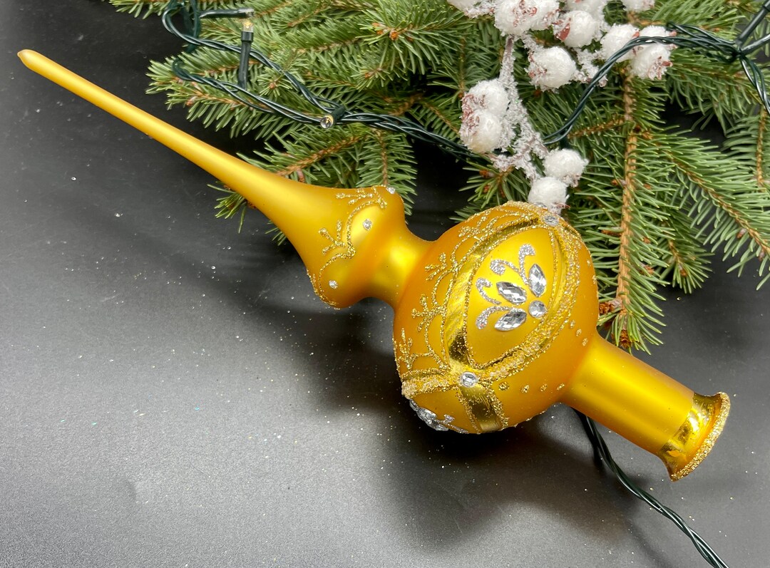 Gold Christmas Glass Tree Topper 27 Cm 10 Inchvintage Tree Etsy