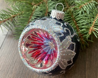 Handmade indent glass ornament,Christmas gift,Blown Glass Christmas,Handmade Christmas glass ornaments,Handcrafted Christmas ornament,