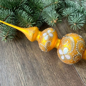 GOLD Christmas glass tree topper 12 inch, vintage tree topper Christmas spire, Xmas 2025, Holiday decor, Gift ideas, Winter decor