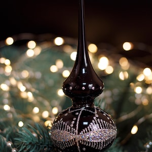 Christmas glass tree topper 18 cm ( 7 inch),vintage tree topper Christmas tree ornaments,Christmas spire,Xmas 2025,Gifts ideas, Winter decor
