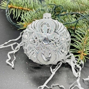 Transparent Hand-painted christmas glass ornaments ,Xmas 2025, Winter decor, Gifts ideas, Holiday decor, Handmade Christmas glass ball