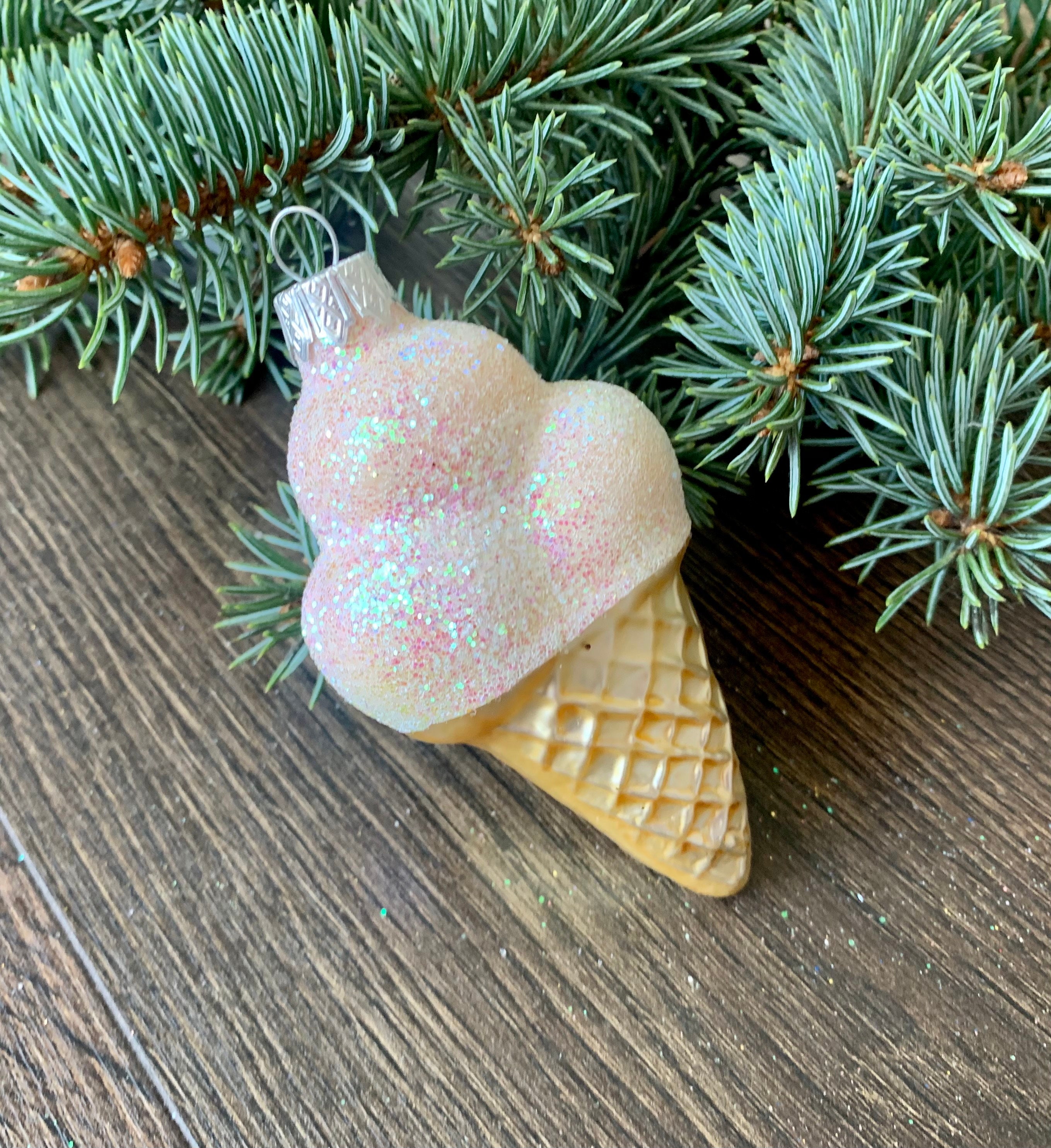 アイスクリームのクリスマスガラスオーナメント ヴィンテージ