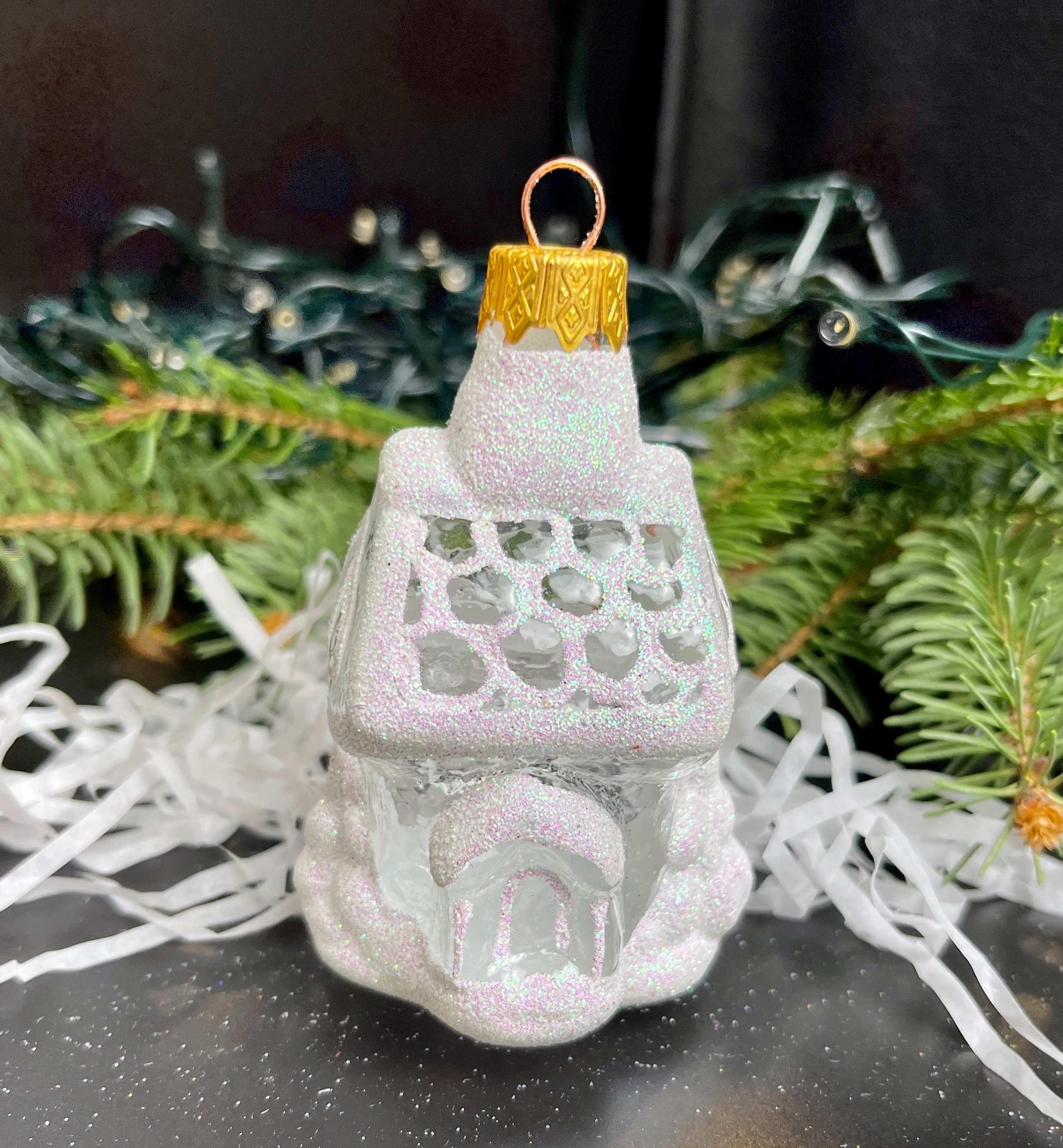 クリスマス飾り　吹きガラス　 オーナメントボー11個【オフホワイト】 希少なヴィンテージ】1930-40年代 ポーランド製ボンブキ（吹きガラス