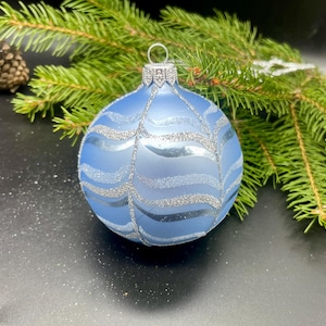 Blue Hand-painted christmas glass ornaments,custom ornaments,Hand painted Christmas tree glass ornament, Christmas decoration 2024