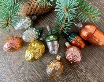 1950年代の虹色のヴィンテージクリスマスガラスオーナメント、ソビエト