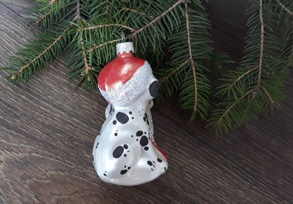 Dog Christmas Glass Ornaments, Blown Glass Christmas, Handmade