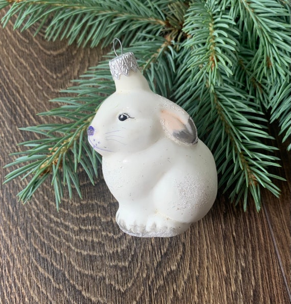 Bunny Christmas glass ornaments Blown Glass Etsy