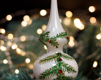 クリスマスガラスツリートッパー 18 cm (7インチ)、ヴィンテージツリー