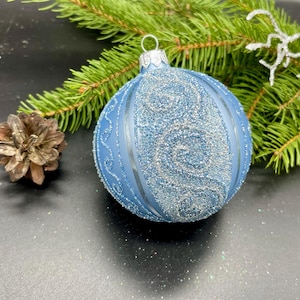 Blue Hand-painted christmas glass ornaments,custom ornaments,Hand painted Christmas tree glass ornament, Christmas decoration 2024