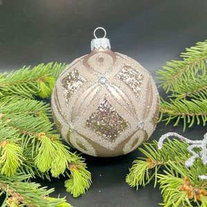 Beige Christmas ornament blown glass ornaments holiday christmas decor new home  decor Xmas 2025, Winter decor, Xmas gift, Holiday decor