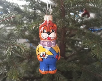 猫のクリスマスガラスオーナメント、吹きガラスクリスマス、クリスマス