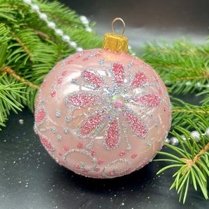 Pink Christmas ornament blown glass ornament holiday christmas decor new home decorations mercury glass  glitter ornament Chistmas gift 2025