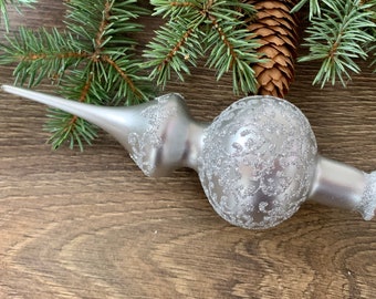 Silver Christmas glass tree topper 18 cm (7 inch),vintage tree topper Christmas tree ornaments ornament,Christmas tree topper top, Christmas