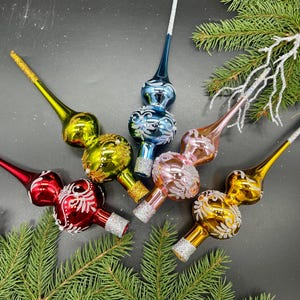 Small Christmas  tree glass toppers, Xmas glass tree topper finial 7 inchs, vintage tree topper Christmas ornaments 2024, Christmas gifts