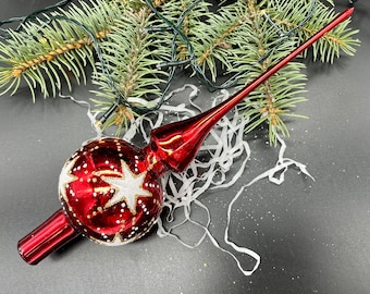 Adorno para árbol de Navidad de cristal rojo de 27 cm (10,9 pulgadas), adorno vintage para árbol de Navidad, el mejor adorno de cristal para Navidad