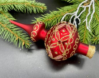 Red christmas tree topper for christmas tree holiday decoration vintage christmas ornaments tree home decor family christmas gifts