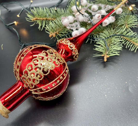 Puntale Albero Di Natale Angelo - 30cm, Luci LED, Rosso E Oro, Decorazione Natalizia Per Casa - Foto 8