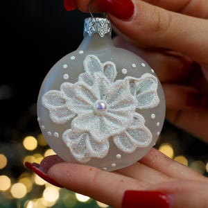 Flower Christmas glass ornaments, Blown Glass Christmas, Handmade Xmas glass ornament, Christmas decoration Christmas gift 2025