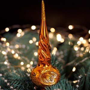 Christmas glass tree topper 18 cm ( 7 inch),vintage tree topper Christmas tree ornaments,Christmas spire,Xmas 2025,Gifts ideas, Winter decor