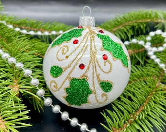 手描きのクリスマスガラスオーナメント、カスタムオーナメント、手作り