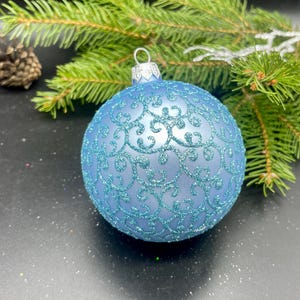 Blue Hand-painted christmas glass ornaments,custom ornaments,Hand painted Christmas tree glass ornament, Christmas decoration 2024