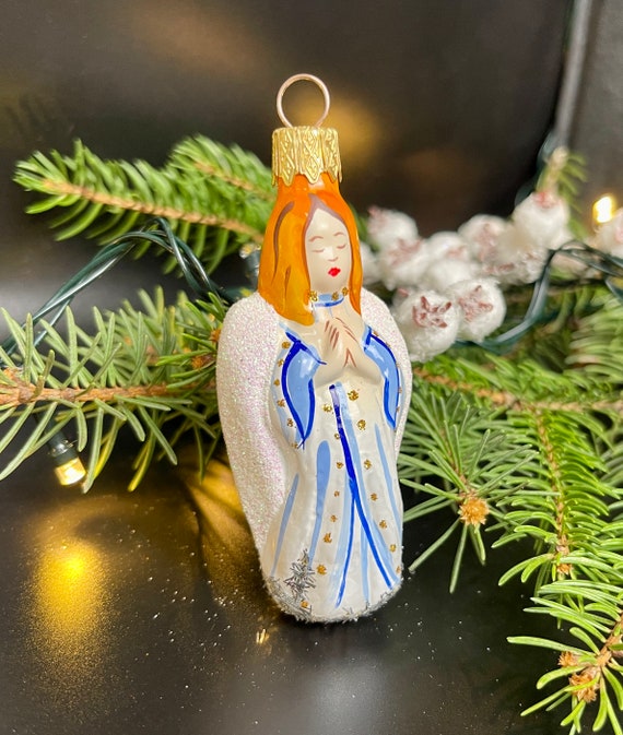 天使のクリスマスガラスオーナメント、吹きガラスのクリスマス、手作り