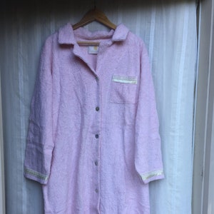 Vintage PINK Chenille Button Front ROBE - Vintage Stan Herman Pink Chenille Button Down BATHROBE - Size 1X - Free Shipping