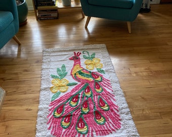 ALAZA Peacock Flower Floral Vintage Shag Collection Non-Slip Area Rug Carpet Doormat for Kitchen Entryway Living Room Bedroom Sofa 1'7 x 3'3 ALAZA Peacock Flower Floral Vintage Shag Collection Non-Slip Area Rug Carpet Doormat for Kitchen Entryway Living Room Bedroom Sofa 1'7 x 3'3
