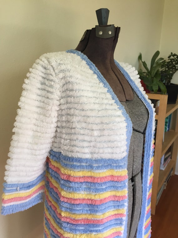 Petite or Child’s Size Vintage Chenille Robe - Whi
