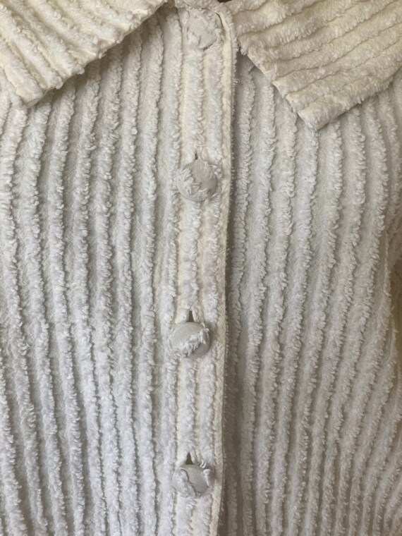 Cute Vintage Plush IVORY Lined Chenille Jacket / … - image 3