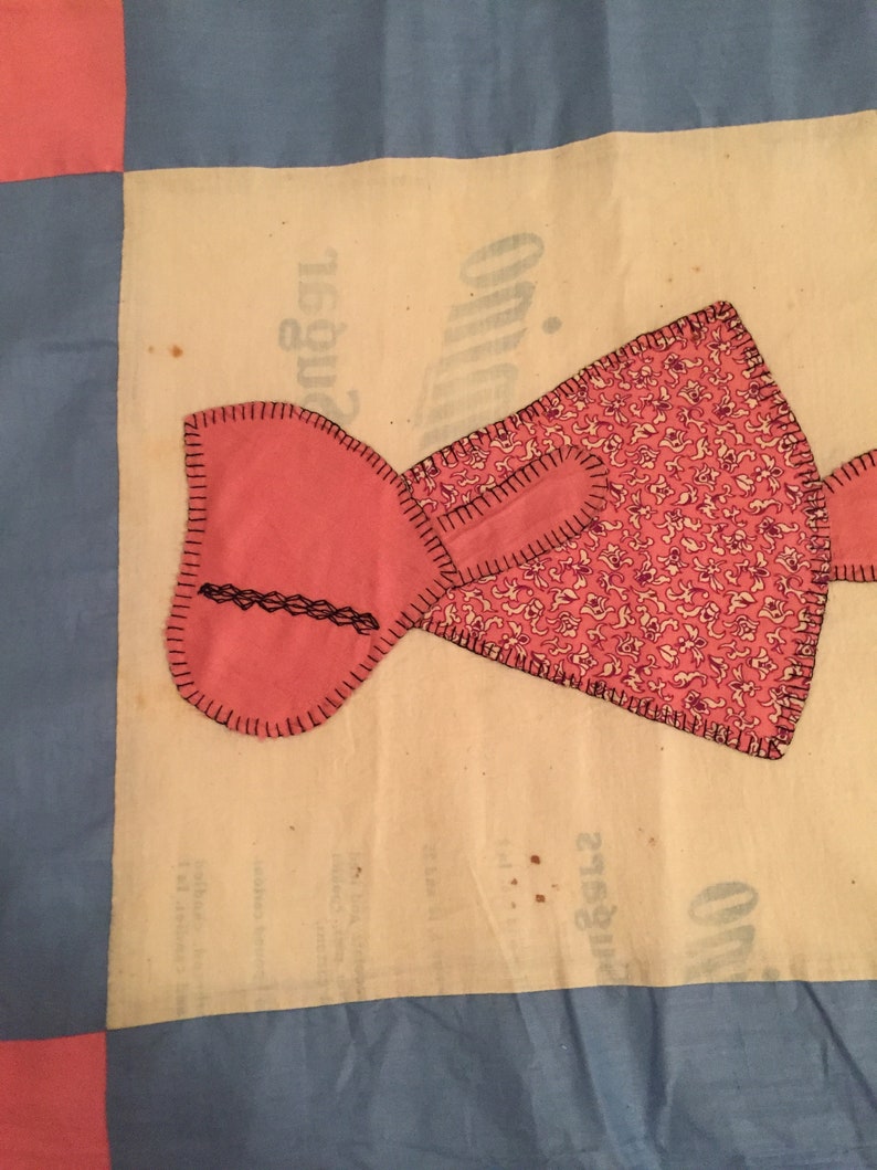 Sugar Sack SUE Vintage QUILT Top Hand Appliquéd Etsy