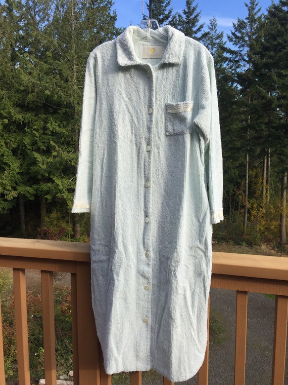 Vintage Stan Herman Light AQUA Button Front Chenil
