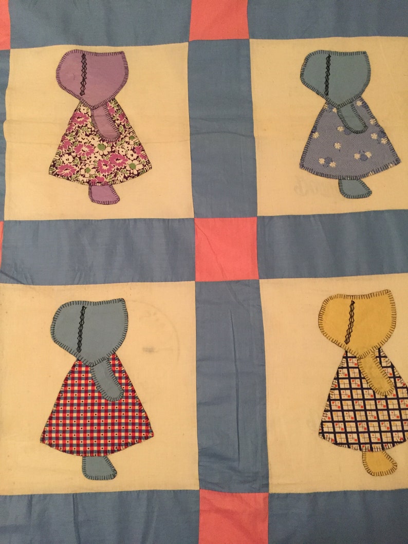 Sugar Sack SUE Vintage QUILT Top Hand Appliquéd Etsy