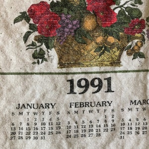 1991 Calendar Towel - Etsy