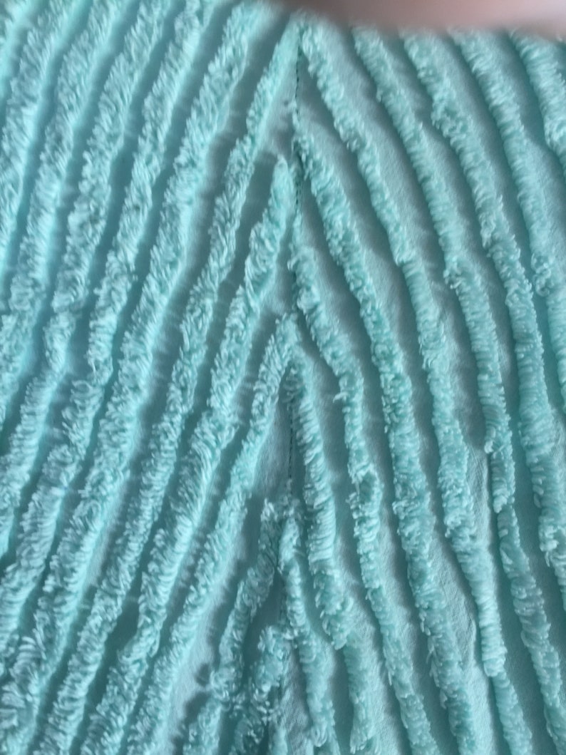 Aqua Line and Windowpane Designs Vintage Chenille BATHROBE Vintage AQUA Hollywood Glam Chenille ROBE Free Shipping Small