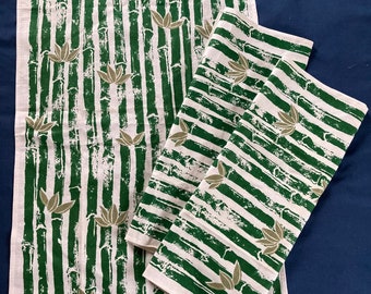 New Old Stock Vintage Linen/Cotton Bamboo Design Tea Towels - Set of 3 - Made in Romania