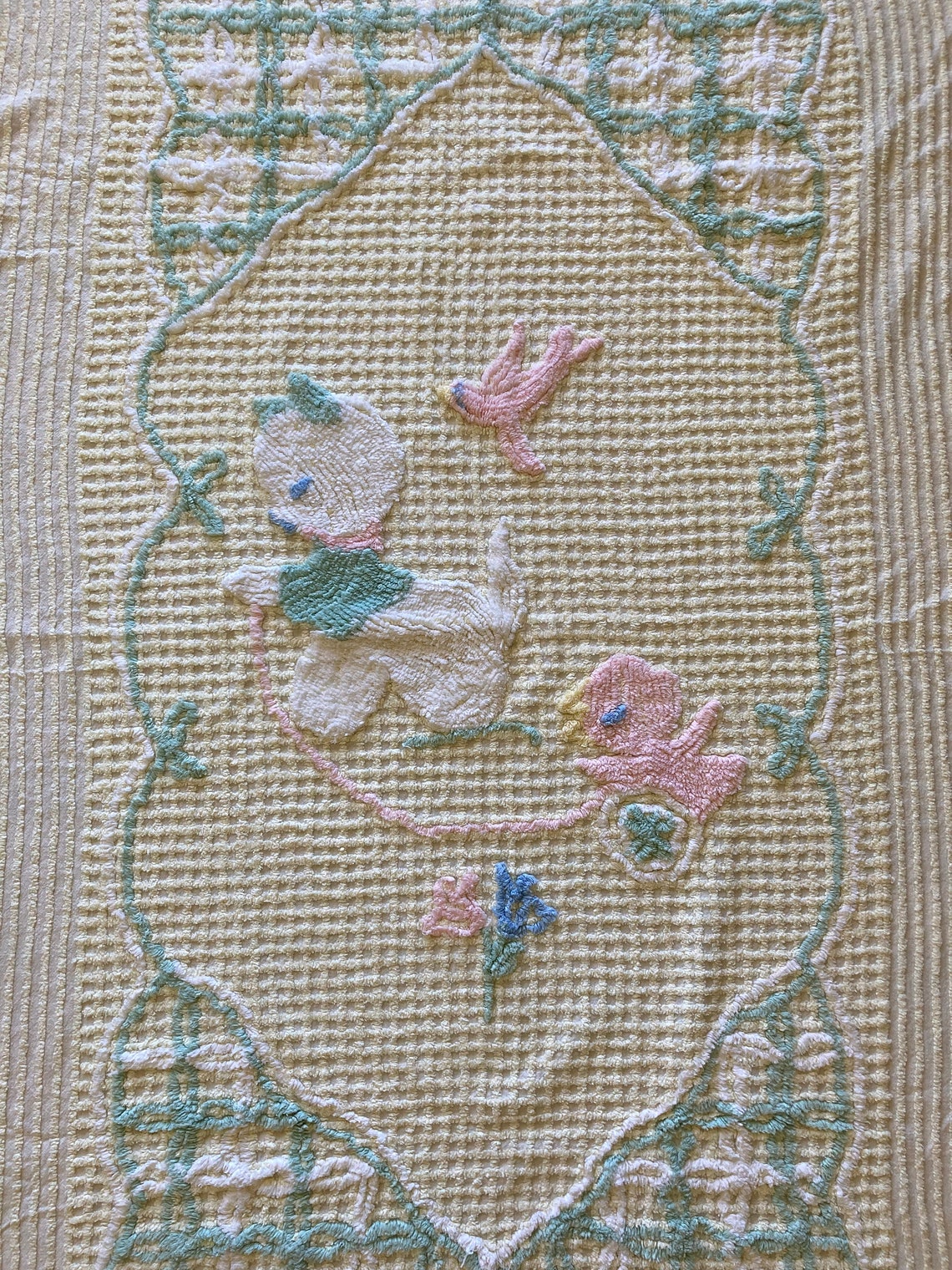 Vintage Chenille BABY Blanket / Crib Bedspread Sweet Kitten Etsy