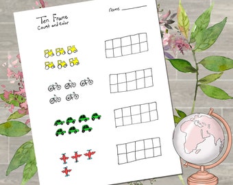 Ten Frame Count Color Kindergarten Preschool Math Etsy