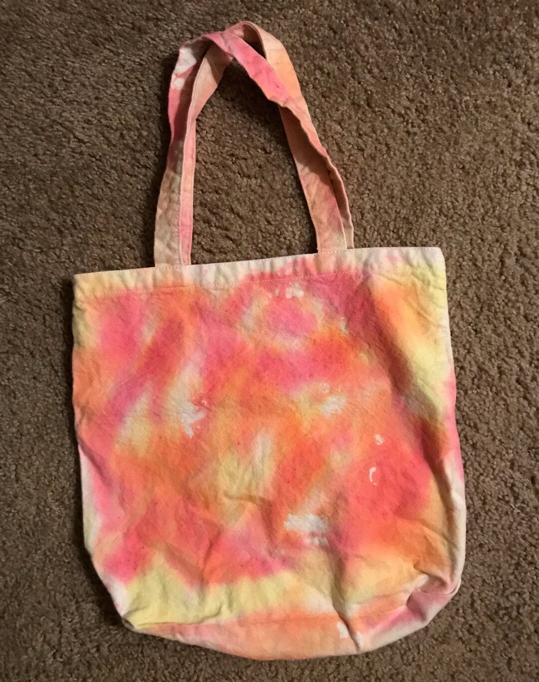 Tie Dyed Canvas Tote Yelow, Orange and Pink