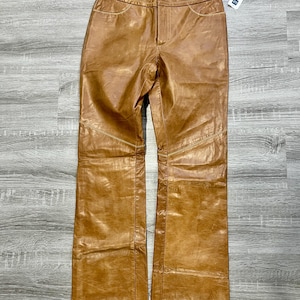 Vintage Gap Leather Jeans in Cognac | Early 2000s Fashion | NWT | Size 6