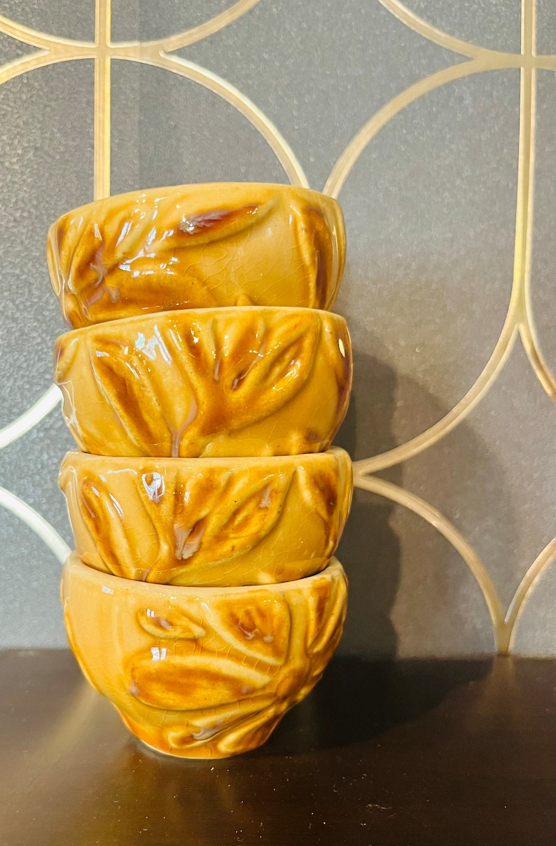 Vintage Sake Set With Botanical Design Set of 4 Sake Cups Etsy