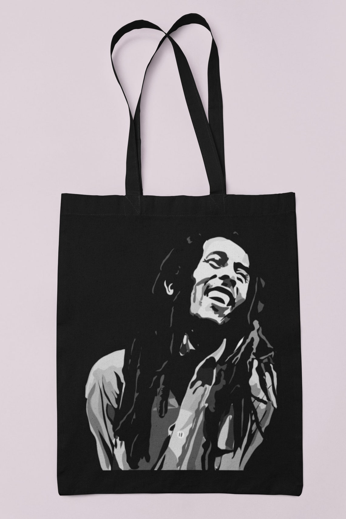 Bob Marley Themed Black Tote Bag Etsy