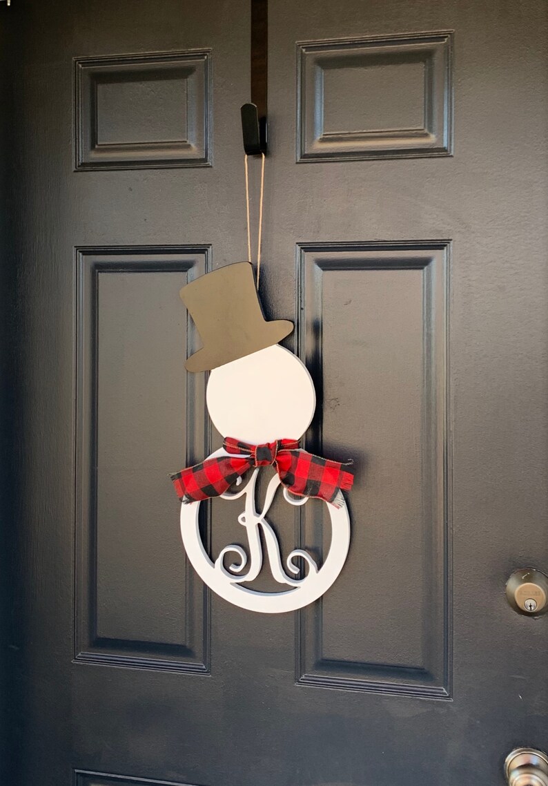 Monogram Snowman door hanger Etsy