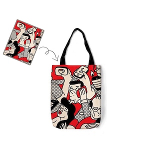 Custom Photo Tote Bag, Personalized Pet Bag, Full Print Shoulder Bag, Personalized Canvas Bag, Photos Gift, Human Photo Bag, Two Photos Tote