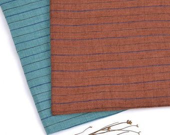 Sand Washed Striped Linen Fabric by the Yard, Soft Linen Cloth
