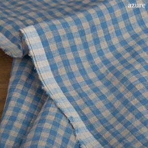 Sand Wash Linen Fabric, Yarn-Dye Soft Pure Linen, 100% Linen Fabric, Linen Fabric with a Wide Range of Checkered Colors, Plaid Linen Fabric