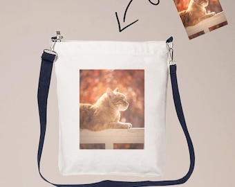 Personalized Crossbody Bag with Your Favorite Photo, Custom Photo Canvas Messenger Bag, Custom Image Messenger Bag - A Gift to Remember