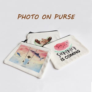 Personalised Photo Purse, Custom Photo Handbag, Picture Cosmetic Bag, Custom Canvas Handbag, Custom Dog Photo Pouches, Dog Picture Purses