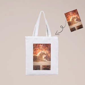 Custom Photos Tote, Personalized Tote Bag, Canvas Bag, Shopping Tote Shoulder - Photo, Logo, Text, Printed Bulk Buy Bag, Custom Gift